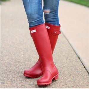 Military Red Tall Hunter Boots